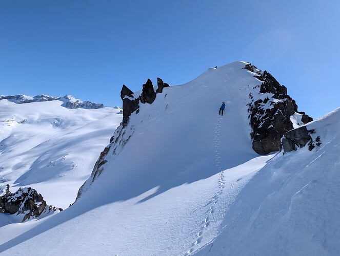 Climbing the left summit
