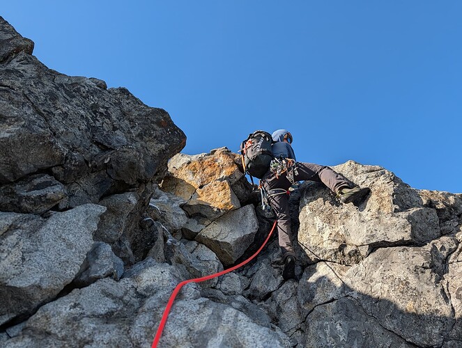 Francis leading the final moves below the summit.