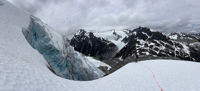 The big icefall above the col