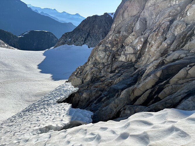 Snow bridge on right