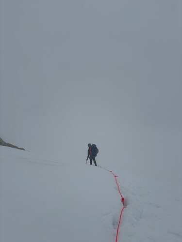 Heading for Peak 7400 through the glacier
