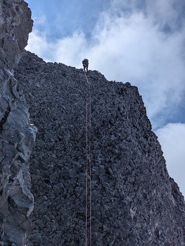 Francis rappelling down into the notch