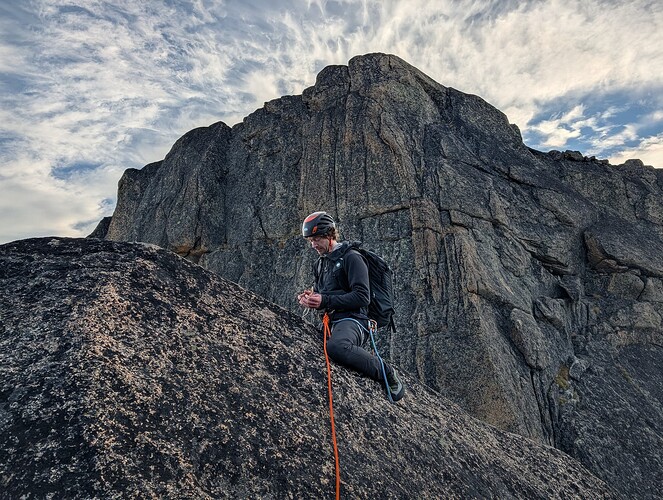 Francis on a brief au-cheval section after one of the rappels