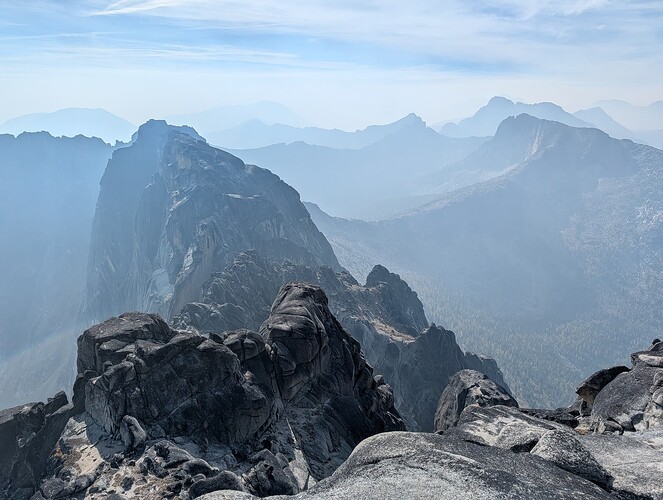 Looking back at the route from the Grimface summit.