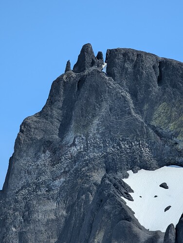 True summit as seen from down by the towers