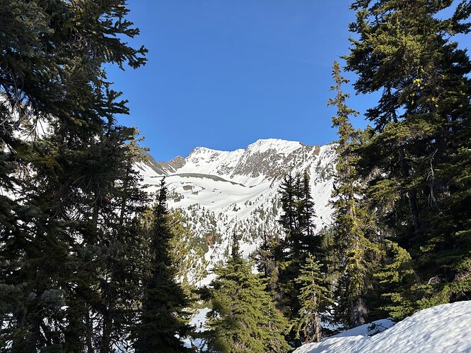 The summit in sight above the lake