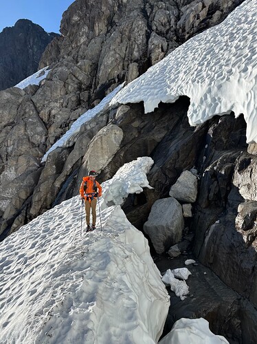 Dean next to the bergshrund