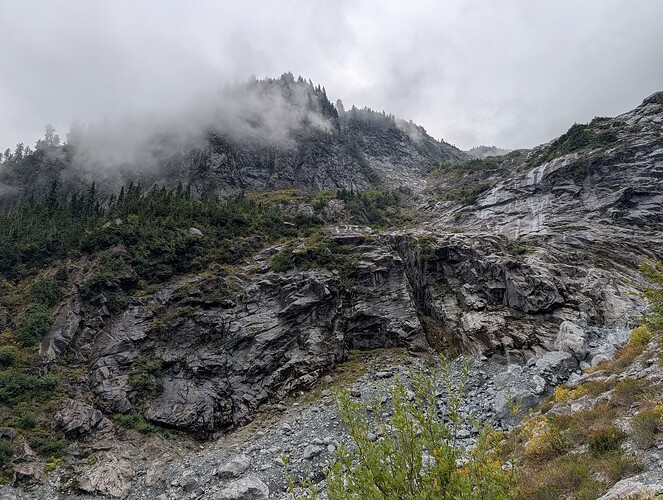 Lower slab crux. Quite wet.