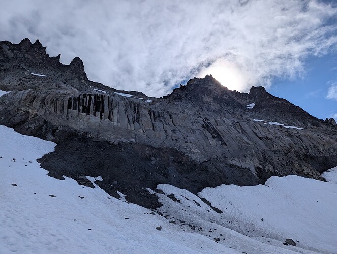 Chossy terrain down low. Probably a week earlier would have been prime conditions.