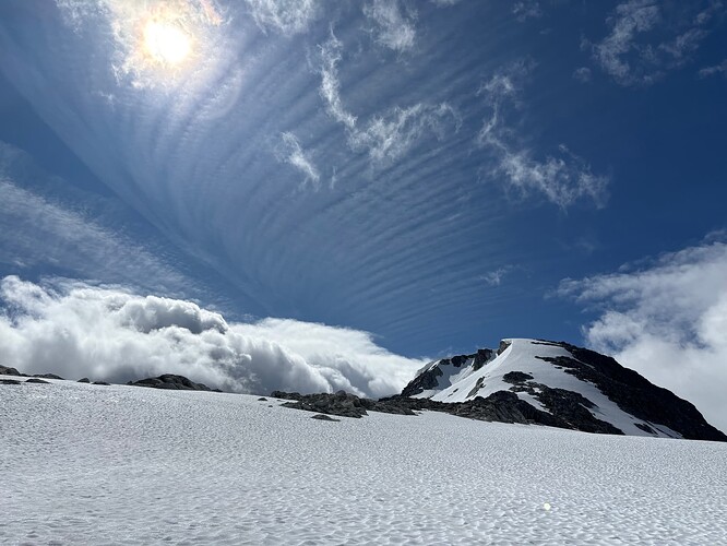 Heading up to the 2258m peak and first summit of our trip