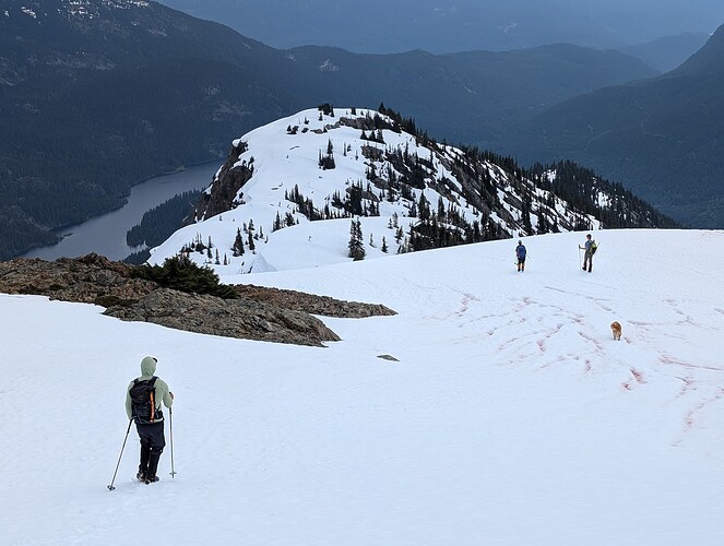 Heading back down, Fire Lake on the left
