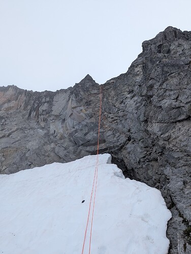 Single rappel to get down the skiers right sub-face.