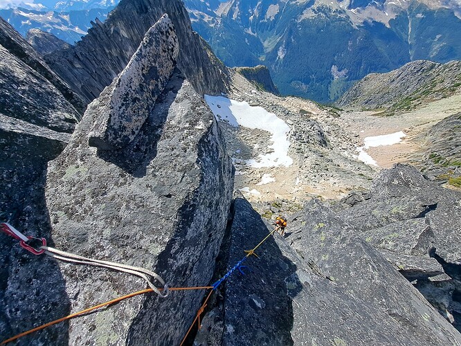 Rappelling back down from below the Pillar of Pi.