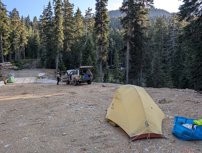 Camping spot next to the bridge on the FSR