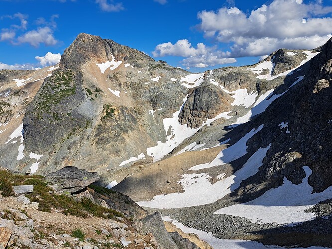 Middle Peak and the bowl that we traversed.