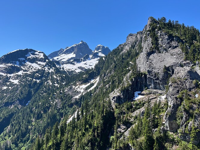 First (R) and second (L) unnamed peaks from Shark fin. RR in middle