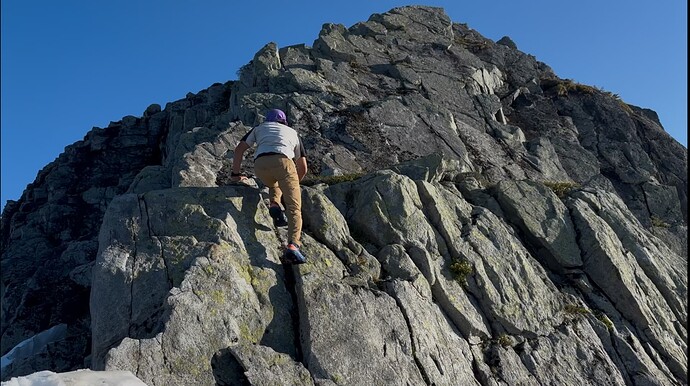 Dean scrambling the last unnamed peak