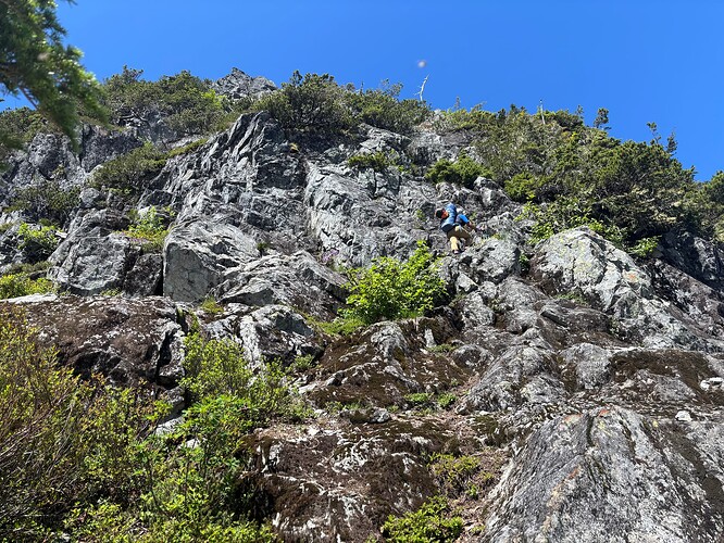 Dean heading up the steep rise