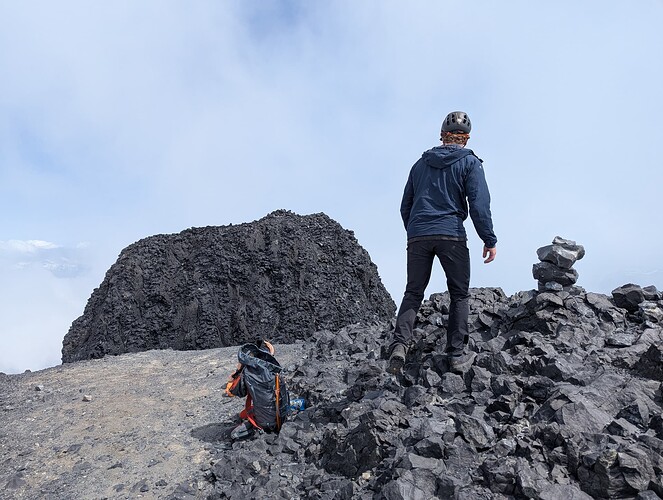 Looking at our objective from the false summit