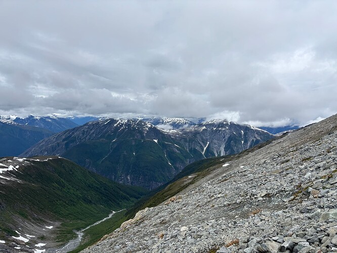 Heading towards Kimsqsuit Lake far below
